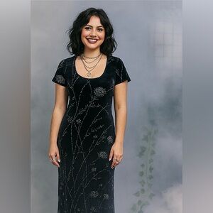 Jessica Howard Black Maxi Dress with Silver Accents